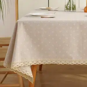 nappe tissu beige motif fleurs