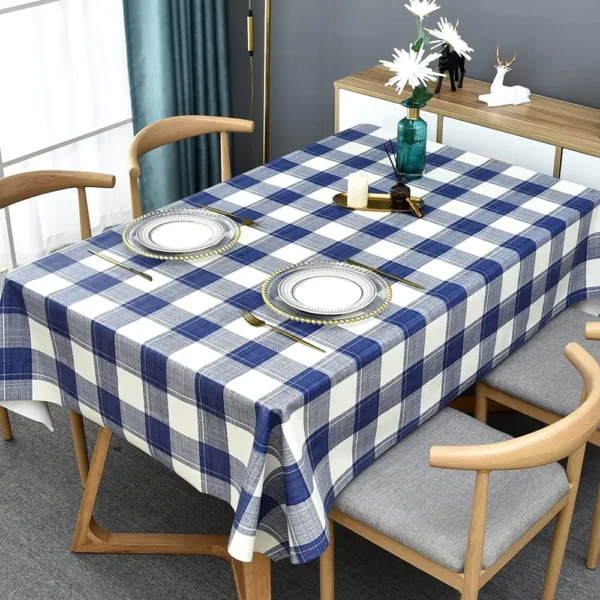 nappe tissu imperméable carreaux bleu marine