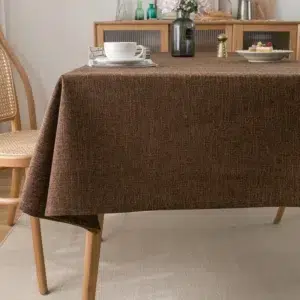 nappe infroissable anti-tache carrée unie marron