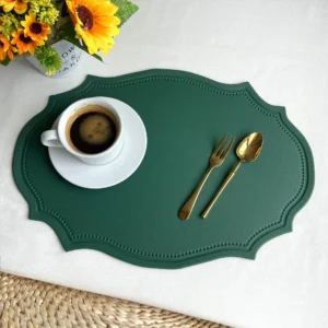 set de table chic simili cuir vert
