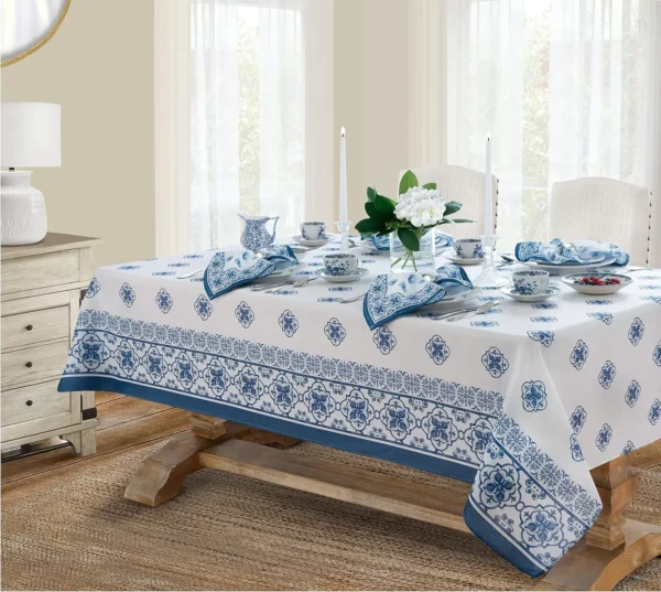 serviette de table motifs bleus
