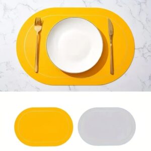 set de table simili cuir jaune gris