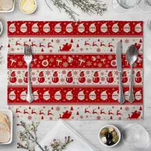 Set de table père Noël en lin