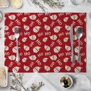 Set de table Noël HO HO HO en lin