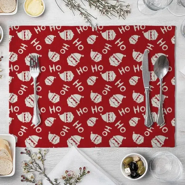 Set de table Noël HO HO HO en lin