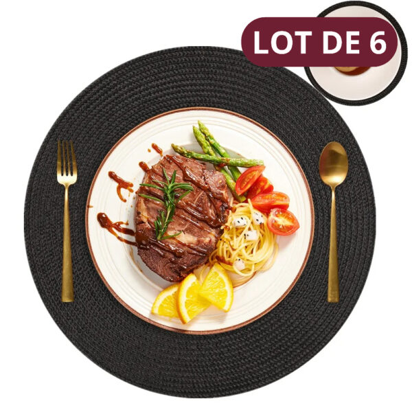 set de table tressé rond noir
