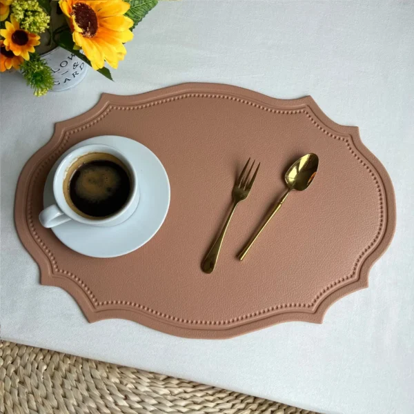 Set de table chic simili cuir beige rosé