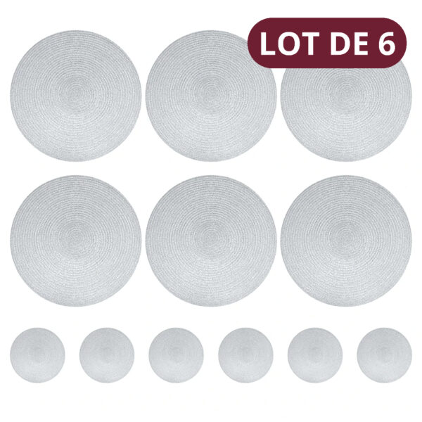 set de table rond tressé argenté