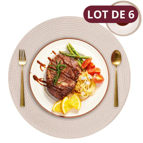 set de table tressé rond beige