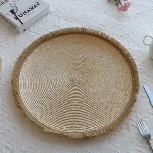 set de table rond beige