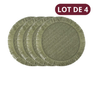 set de table paille rond vert