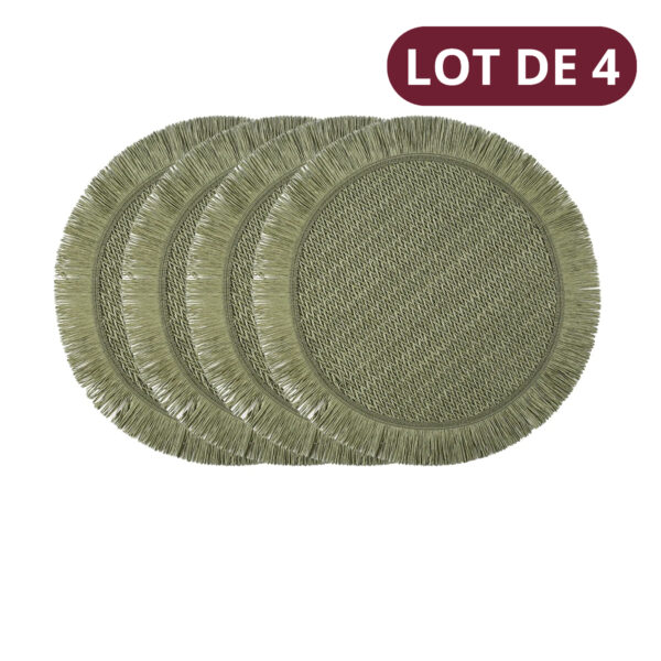 set de table paille rond vert