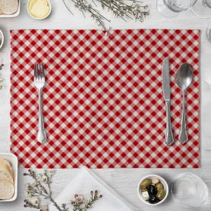 SET A TABLE vintage Noël carreaux en lin