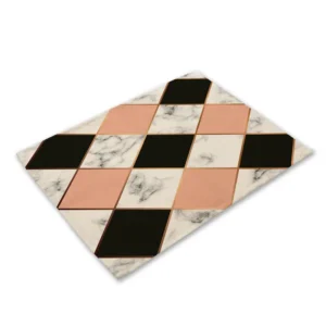 set de table en lin imprimé dallage marbre rose