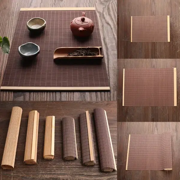 set de table bambou naturel foncé style japonais