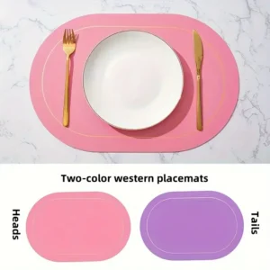 Set de table simili cuir ovale rose/violet