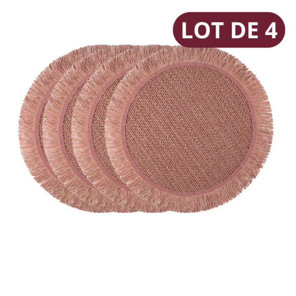 set de table paille rond rose