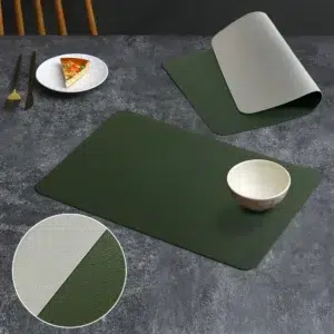 set de table rectangulaire PVC similicuir vert gris